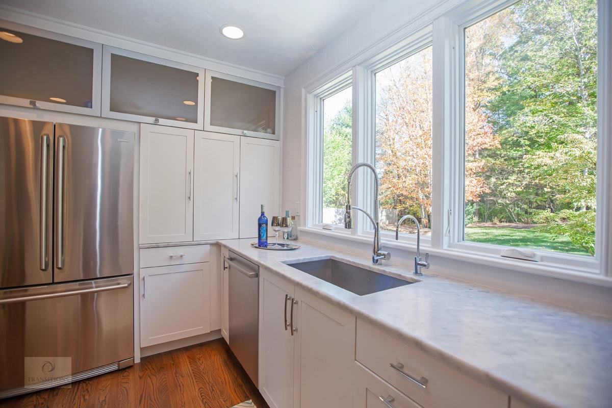 kitchen sink with two faucets