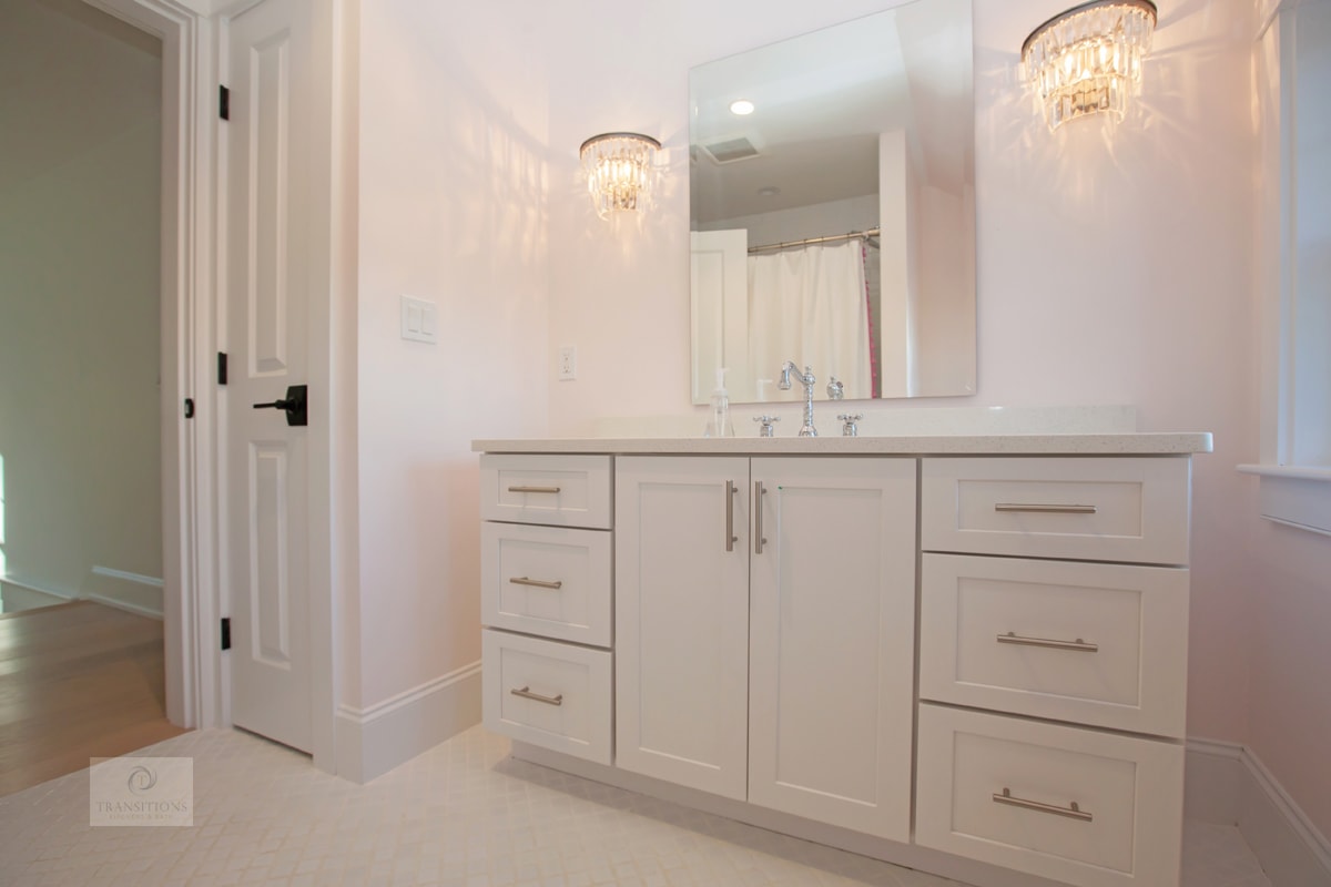 white hall bath design