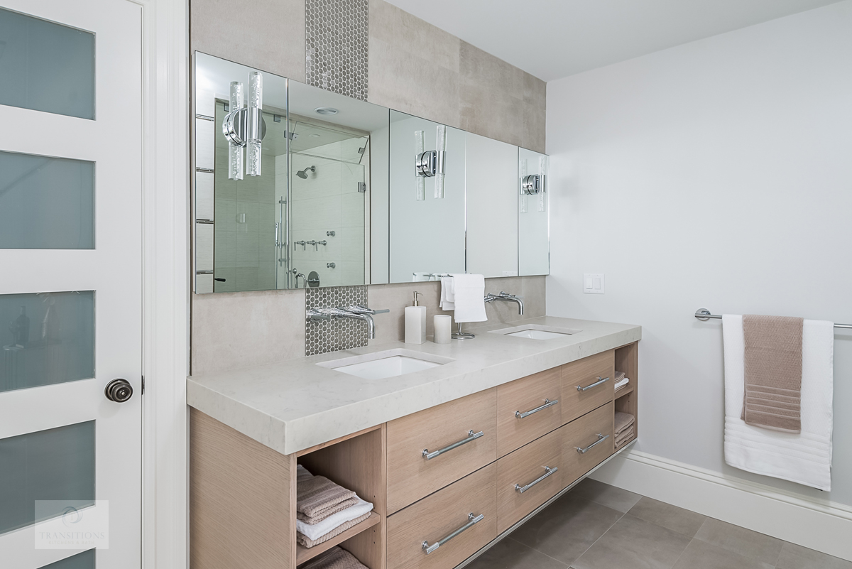 Modern Bathroom Design With Open And Closed Storage