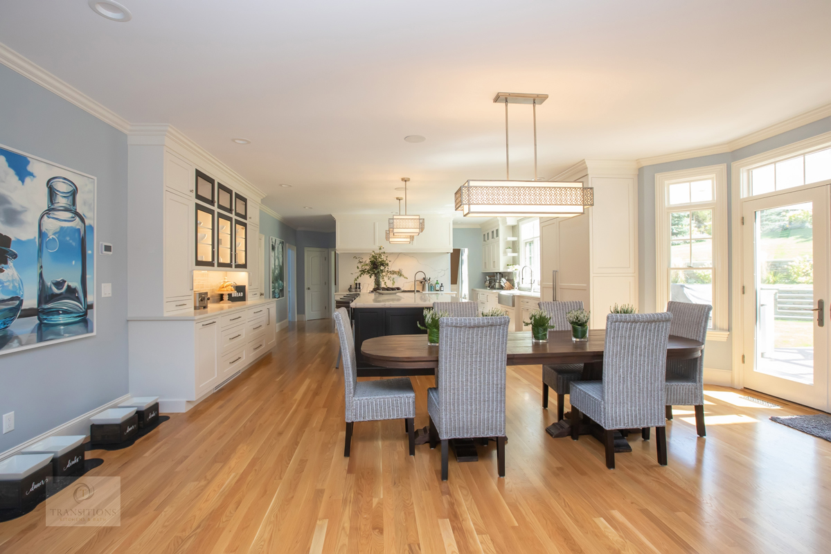 open plan kitchen and dining room