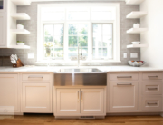 white kitchen cabinets with farmhouse sink
