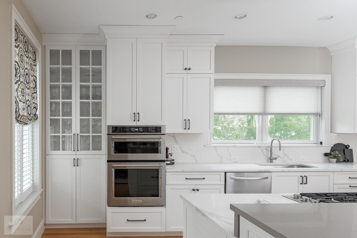 white kitchen cabinets with glass front cabinet doors