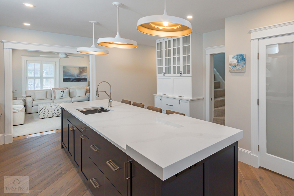 kitchen island with large pendant lights